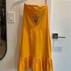 Arizona State (ASU) short strapless dress. Maroon and Gold. Size small.